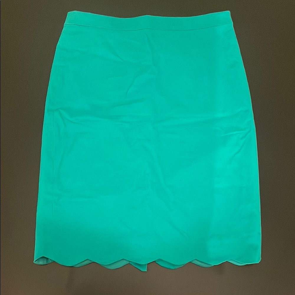 J. Crew Green Skirt with scalloped detail